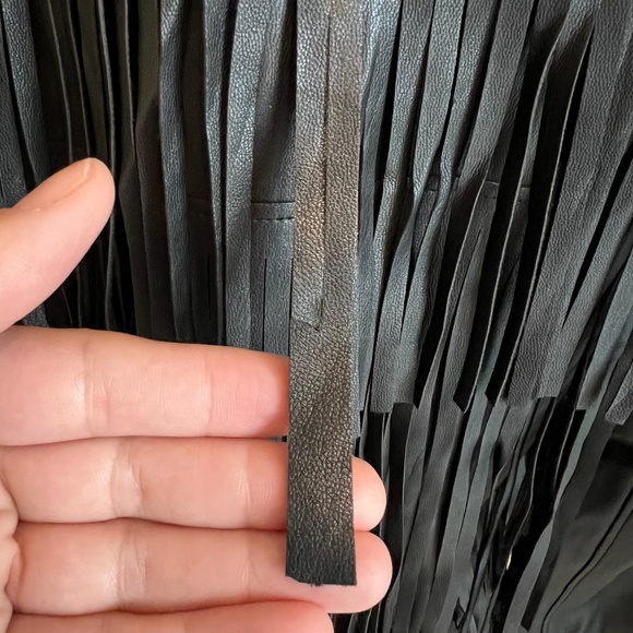Trouvé Black Faux-Leather Fringe Jacket - Picture 5 of 10